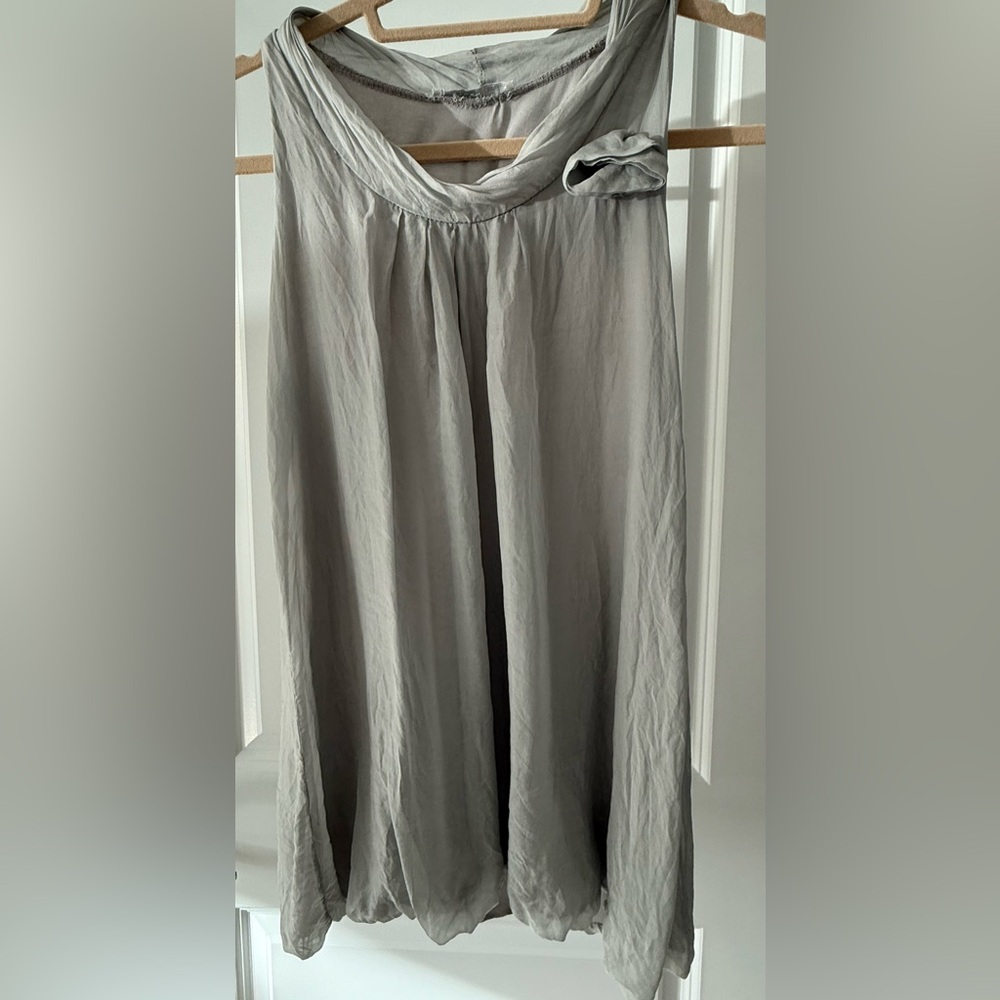 Silk Elegant Light Gray color Sleeveless Top purchased in Italy
